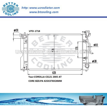 Automotive Radiator For Toyota Corolla CE121 2005 OEM:164006A290